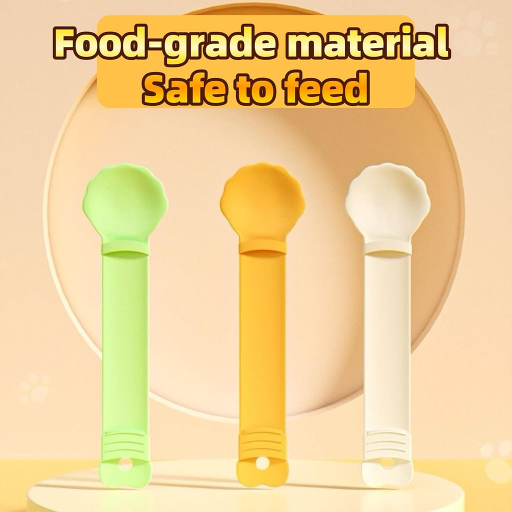 2Pcs Cat Strip Feeder, Happy Spoon for Cats, Lickable Squeezable Creamy Treat, Wet Treats Dispenser, Cat Treat Spoon Squeeze, (Beige&Green/Beige&Orange)